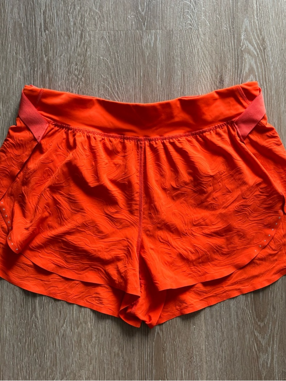 Lululemon Fast and Free High Rise Airflow Orange Running Shorts - Size 10, 2”